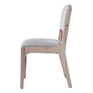 English Elm Wood Dining Chairs Set Of 2 - Modern Farmhouse Accent Chairs With Padded Seats In Beige Linen N842P300888A-GIGA