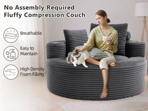 English Elm Round Cloud Sectional Sofa Bed with Memory Foam Cushions for Studio Living Spaces Dark Grey W3224P444286
