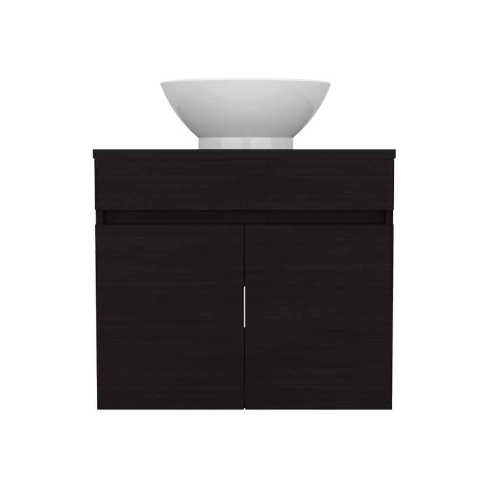 English Elm Vessel Manchester Vanity with Vessel Sink, 2 Drawers & Open Shelf in Black for Stylish Storage B070P316869