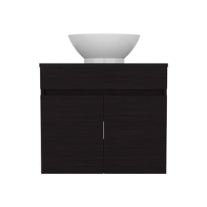 English Elm Vessel Manchester Vanity with Vessel Sink, 2 Drawers & Open Shelf in Black for Stylish Storage B070P316869