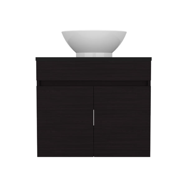 English Elm Vessel Manchester Vanity with Vessel Sink, 2 Drawers & Open Shelf in Black for Stylish Storage B070P316869