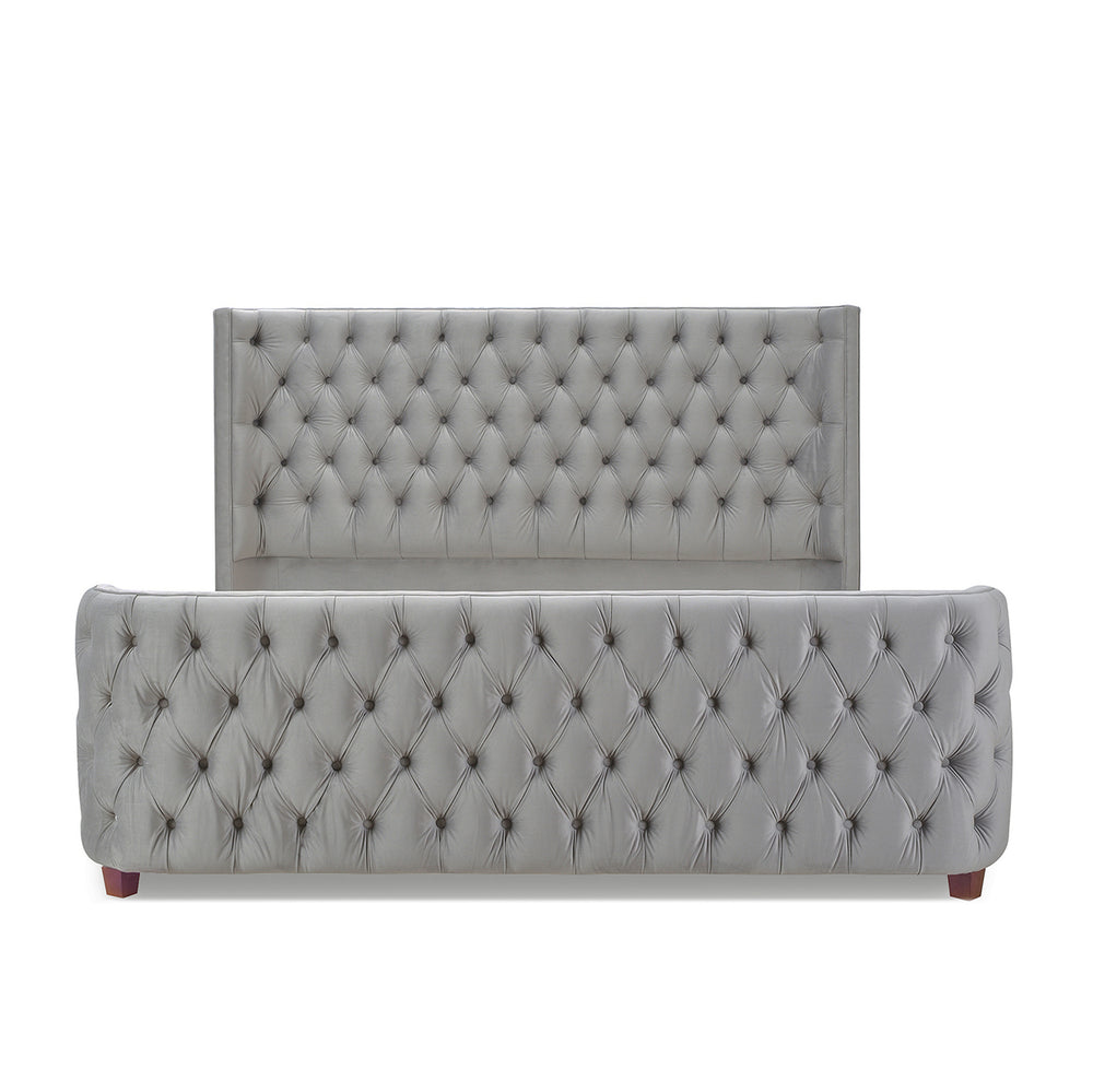 English Elm Jennifer Taylor Home - Brooklyn King Tufted Velvet Bed Set - Elegant Opal Grey Wingback Design For Cozy Luxury Retreat B2719P238195