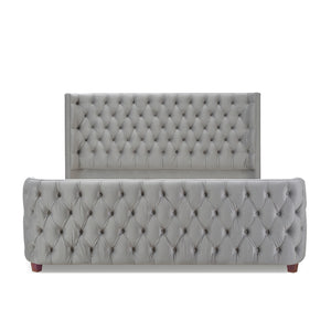 English Elm Jennifer Taylor Home - Brooklyn King Tufted Velvet Bed Set - Elegant Opal Grey Wingback Design For Cozy Luxury Retreat B2719P238195