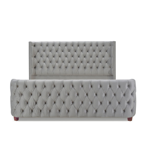 English Elm Jennifer Taylor Home - Brooklyn King Tufted Velvet Bed Set - Elegant Opal Grey Wingback Design For Cozy Luxury Retreat B2719P238195