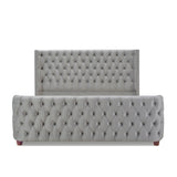 English Elm Brooklyn King Tufted Panel Bed Headboard and Footboard Set, Opal Grey Velvet