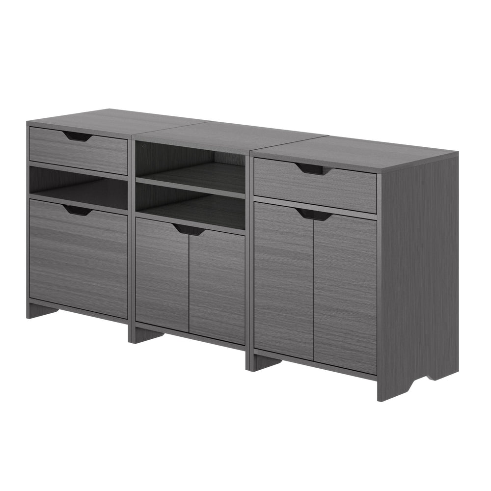 Winsome Wood Nova 3-piece Storage Cabinet Set In Charcoal - Stylish & Versatile Organization For Home Office Spaces Charcoal Composite Wood 16333-winsome-wood