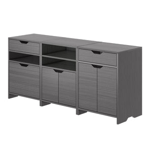 Winsome Wood Nova 3-piece Storage Cabinet Set In Charcoal - Stylish & Versatile Organization For Home Office Spaces Charcoal Composite Wood 16333-winsome-wood