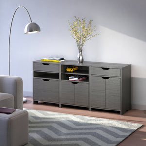 Winsome Wood Nova 3-piece Storage Cabinet Set In Charcoal - Stylish & Versatile Organization For Home Office Spaces Charcoal Composite Wood 16333-winsome-wood