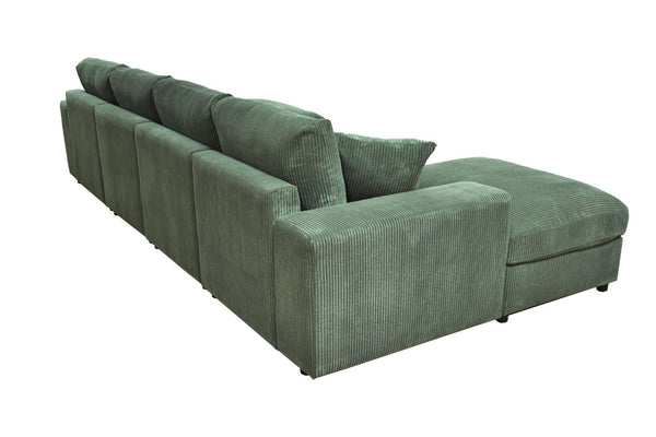 English Elm Sectional with Ottomans Low Profile Modern Minimalist Sofa for Open Living Rooms Dark Green B2748S00092