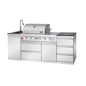English Elm Outdoor Kitchen Island Grill Station 304 Steel 71500 Btu Propane with Sink W5007S00005