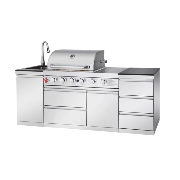English Elm Outdoor Kitchen Island Grill Station 304 Steel 71500 Btu Propane with Sink W5007S00005