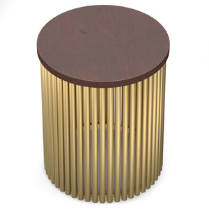English Elm Demy Accent Table with Sustainable Mango Wood Top and Slatted Metal Base — Compact, Durable Style Dark Brown B136P158992