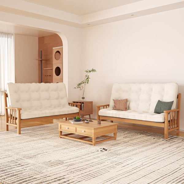English Elm 8 Inch Foldable Corduroy Floor Mattress Full Size Sofa Bed Guest Sleeping Pad Beige T3210P477353