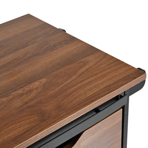 English Elm K&K 55.5" Farmhouse Kitchen Island with Sliding Barn Door, Drop Leaf, Charging Station, Wheels Black N707P288229B