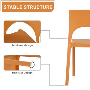 English Elm Summer Polypropylene Round Dining Set Stackable Chairs Uv Resistant Indoor Outdoor Patio Tropical Orange,White W3450S00027
