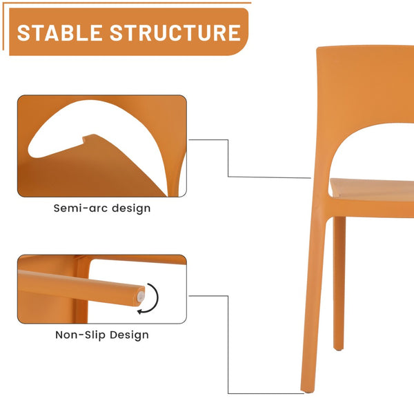 English Elm Summer Polypropylene Round Dining Set Stackable Chairs Uv Resistant Indoor Outdoor Patio Tropical Orange,White W3450S00027