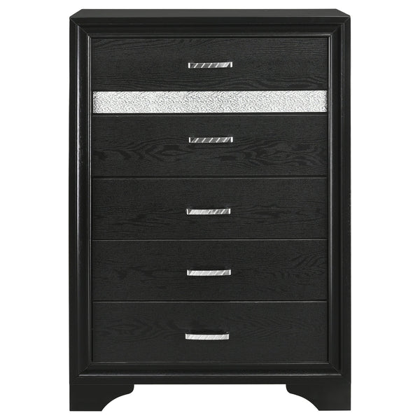 English Elm Annie Black 6-Drawer Bedroom Chest - Elegant Glamour & Efficient Storage For Modern Spaces B062P378343