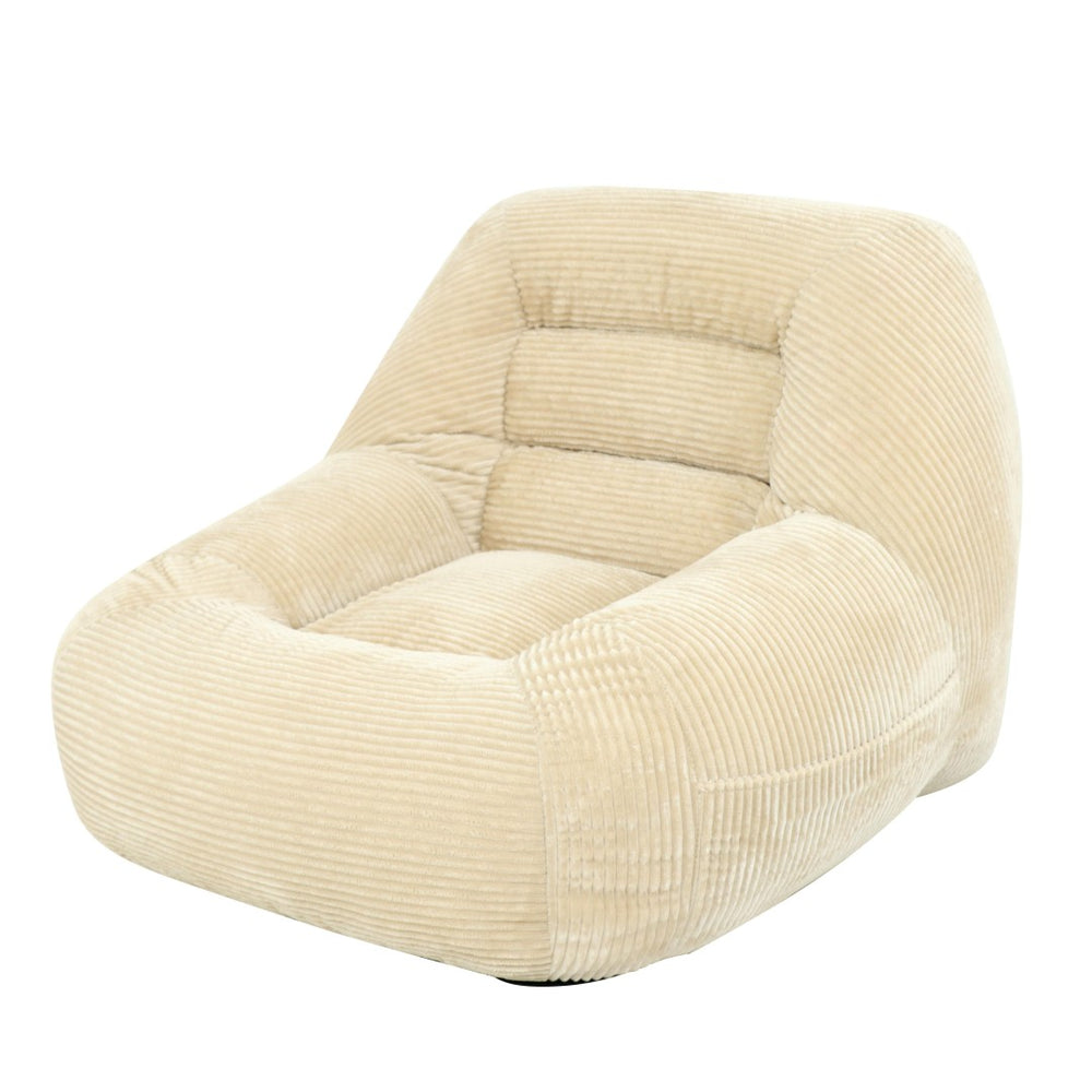 English Elm Corduroy Faux Fur Mini Cloud Couch Plush Bean Bag Seat for Dorm Bedroom Lounge Camel W3975P437949