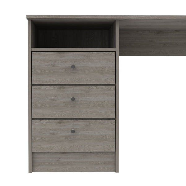 English Elm Computer Desk Nemocon 3-Drawer Light Gray — Spacious 46" Top, Open Shelf, Modern Minimalist Design B097S00097