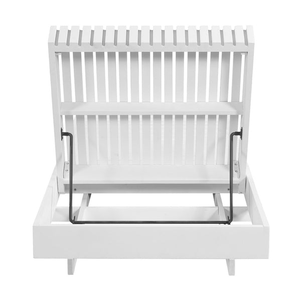 English Elm Modern Acacia Wood Outdoor Chaise Lounge Slatted Reclining Poolside Sun Chair Dark Grey,White N770P281696W_N770P208326G
