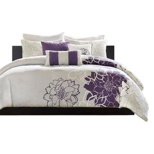 English Elm King/Cal King Lola 6-Piece Printed Cotton Sateen Duvet Set with Embroidered Pillows, OEKO-TEX B035129163