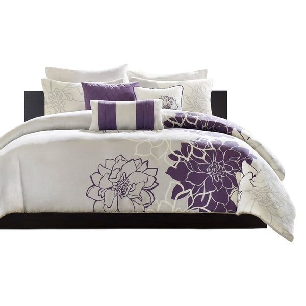 English Elm King/Cal King Lola 6-Piece Printed Cotton Sateen Duvet Set with Embroidered Pillows, OEKO-TEX B035129163