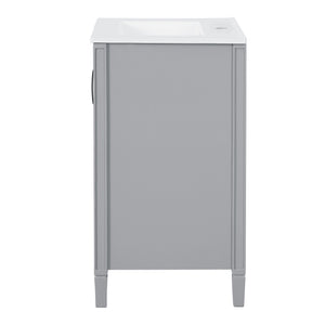 English Elm 20" Gray Bathroom Vanity with Ceramic Sink, Soft-Close Door, U-Shaped Adjustable Shelf & Door Storage Rack for Small Spaces N729P299364E