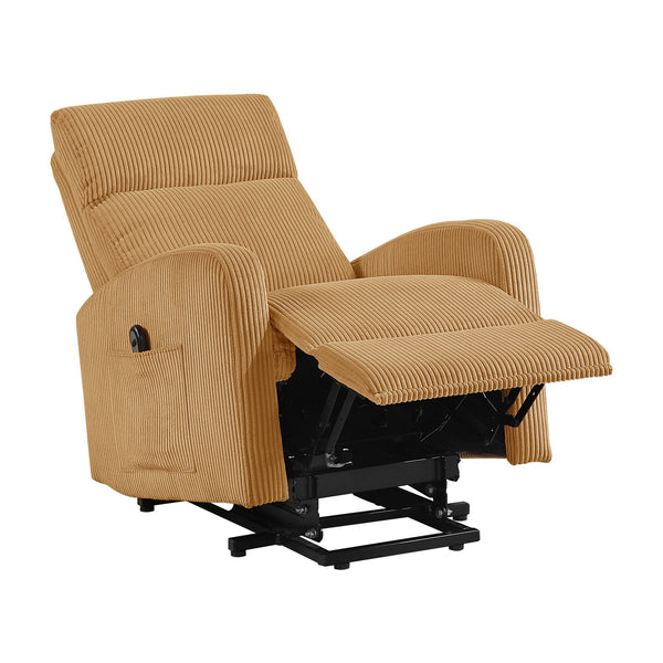 English Elm Contemporary Power Lift Chair Recliner with Plush Corduroy, Foam-Over-Coil Support & Side Pocket Yellow 31 L x 29 W x 24 H B011P395834