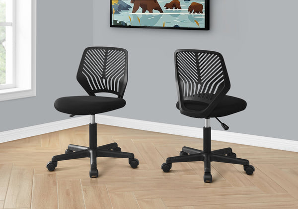 English Elm Office Chair Kids Ergonomic Armless Black Mesh Mid-Back with Padded Seat, Height Adjust, Swivel, Casters B2710P219704