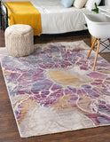 Unique Loom Deepa Imersion Machine Made Abstract Rug Multi, Ivory/Gray/Gold/Light Blue/Purple 7' 10" x 9' 8"