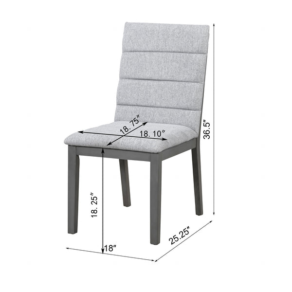 English Elm Oak Tufted Gray Dining Chairs Set of 2 — Oak Gray Fabric, High-Density Foam, Lumbar Support, Compact Elegance N842P299015G