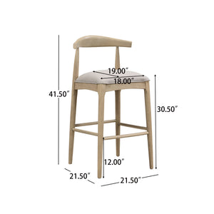 English Elm Christopher Knight Home® - BAR STOOL ladder-back farmhouse set of 2 with upholstered rubberwood seats, tapered legs, timeless charm Grey N771P339893D