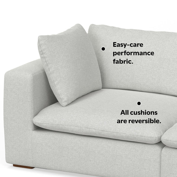 English Elm Jasmine 3 Seater Sofa Set With Ottoman - Modern Cloud Grey Fabric, Easy-Care, Stylish Comfort B136P199268