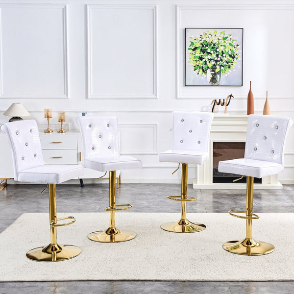 English Elm 4-pack Pu High-back Dining Chairs with Powder-coated Metal Legs for Modern Kitchens White W3875P371069