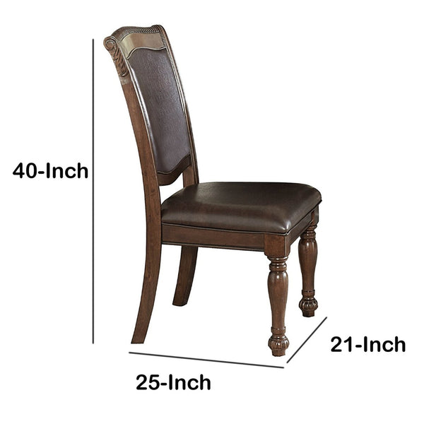 English Elm Wood Frame Carved Camelback Dining Chairs Traditional Leatherette Set for Formal Rooms B056P412646