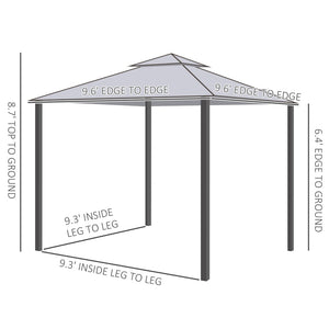 English Elm Outsunny 9.6' X 9.6' Stylish Patio Gazebo With 2-Tier Roof, Netting & Uv-Resistant Canopy For Outdoor Use W2225P174209-GIGA