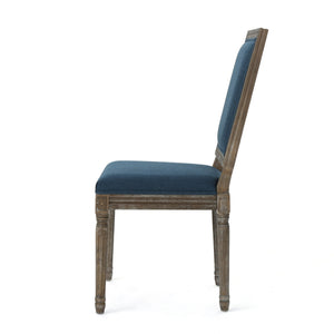 English Elm Christopher Knight Home® - DINING Navy Blue Fabric Chairs Set of 2 with Weathered Rubberwood Legs, Classic Antique Look, 250lb Capacity 61568.00NBL