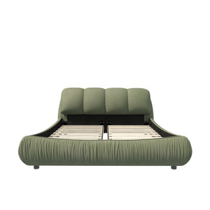 English Elm King Size Luxury Upholstered Platform Bed With Oversized Backrest, Solid Wood Frame & Stylish Green W1885S00027