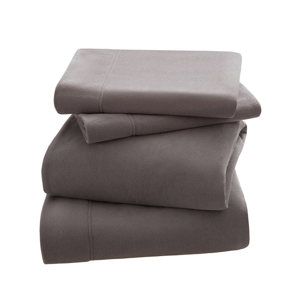 JLA Home Peak Performance - Anti-Pill Microfleece Sheet Set with Scotchgard Stain-Release, OEKO-TEX Certified for Safety and Durability Grey SHET20-590