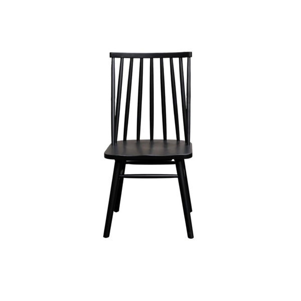 Alpine Furniture Felix Windsor Side Chairs Set Of 2 — Black Solid Rubberwood Dining Chairs, Contoured Seats, Durable Stability 1640-02