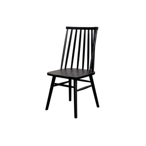 Alpine Furniture Felix Windsor Side Chairs Set Of 2 — Black Solid Rubberwood Dining Chairs, Contoured Seats, Durable Stability 1640-02
