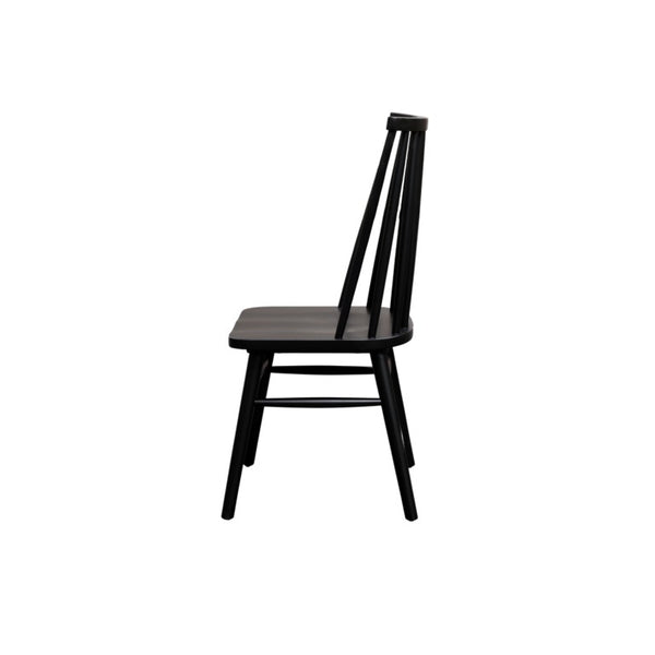 Alpine Furniture Felix Windsor Side Chairs Set Of 2 — Black Solid Rubberwood Dining Chairs, Contoured Seats, Durable Stability 1640-02