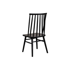 Alpine Furniture Felix Windsor Side Chairs Set Of 2 — Black Solid Rubberwood Dining Chairs, Contoured Seats, Durable Stability 1640-02