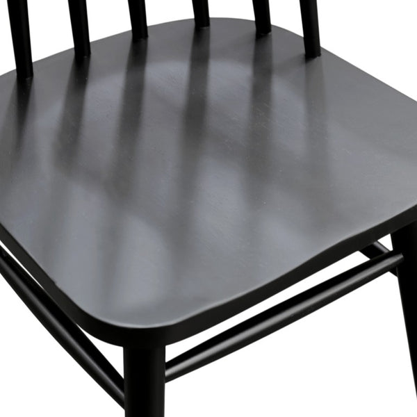 Alpine Furniture Felix Windsor Side Chairs Set Of 2 — Black Solid Rubberwood Dining Chairs, Contoured Seats, Durable Stability 1640-02