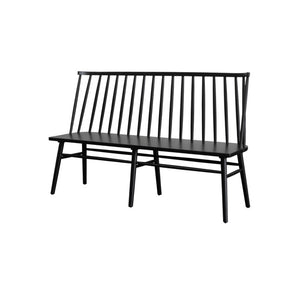 Alpine Furniture Felix Windsor Bench In Sleek Black Solid Rubberwood — Timeless Spindle-Back, Durable 60" Seating 1640-03