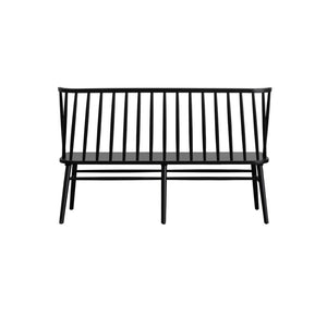 Alpine Furniture Felix Windsor Bench In Sleek Black Solid Rubberwood — Timeless Spindle-Back, Durable 60" Seating 1640-03
