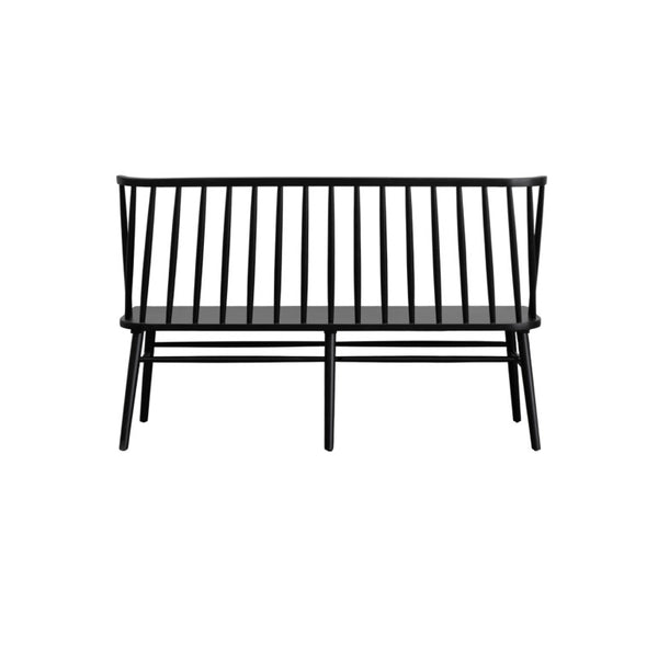 Alpine Furniture Felix Windsor Bench In Sleek Black Solid Rubberwood — Timeless Spindle-Back, Durable 60" Seating 1640-03