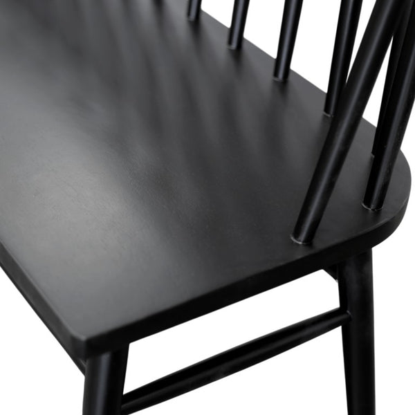 Alpine Furniture Felix Windsor Bench In Sleek Black Solid Rubberwood — Timeless Spindle-Back, Durable 60" Seating 1640-03