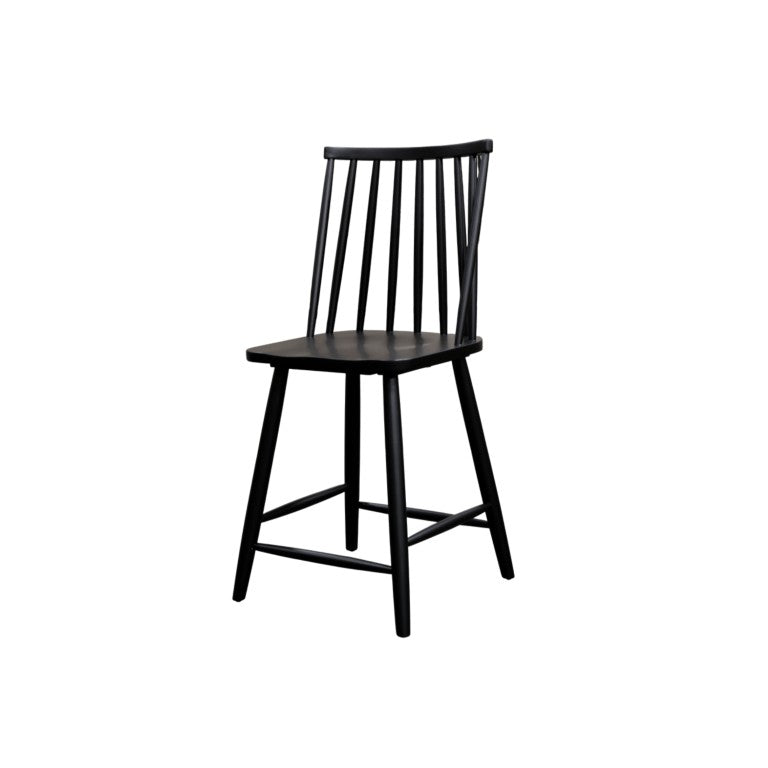 Alpine Furniture Felix Counter Height Barstools Set Of 2 – Solid Rubberwood Windsor Spindle Back, Sculpted Seat, 24" 1640-04
