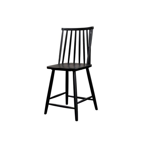 Alpine Furniture Felix Counter Height Barstools Set Of 2 – Solid Rubberwood Windsor Spindle Back, Sculpted Seat, 24" 1640-04